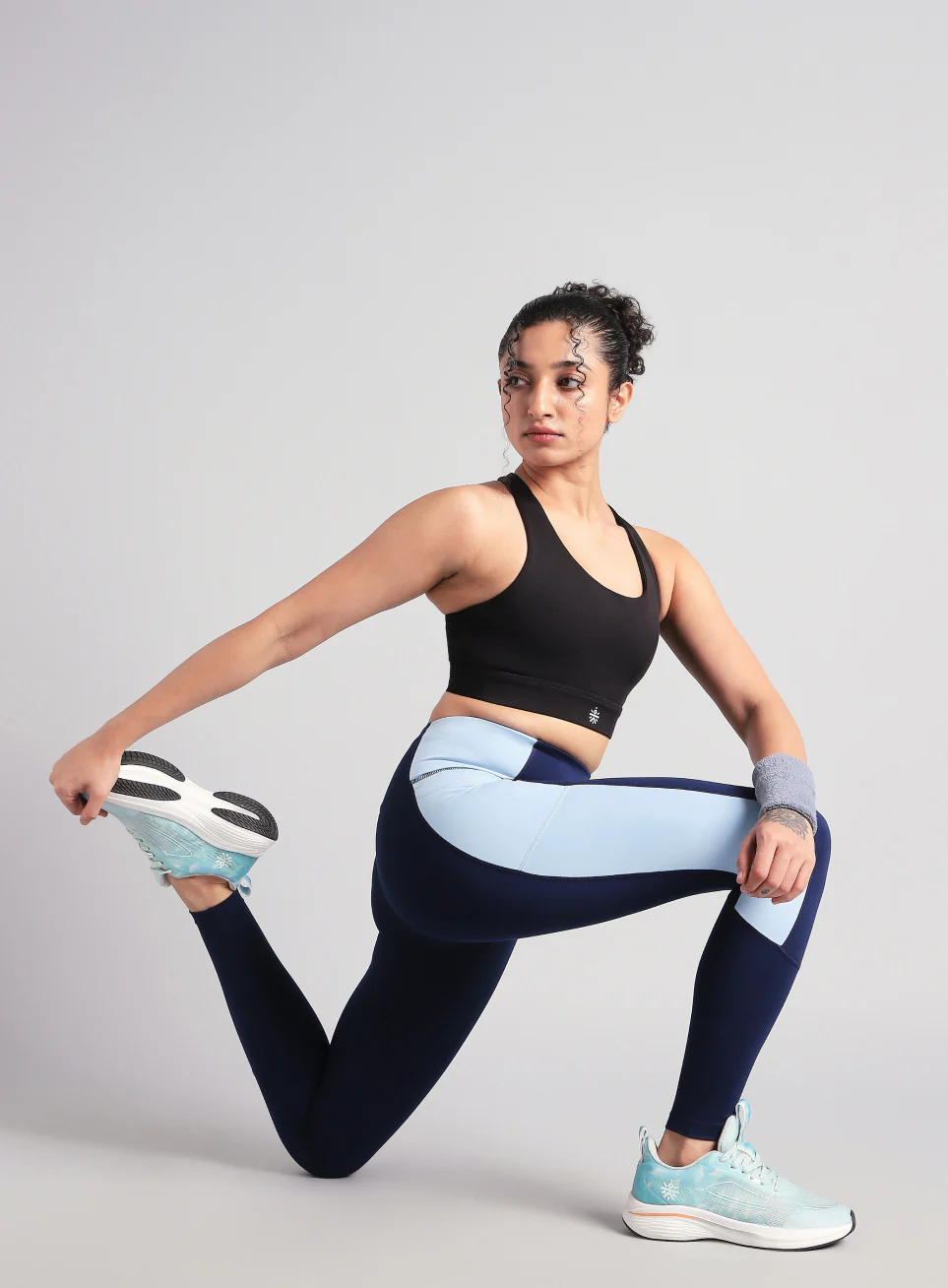 Women's Blue Colourblock Runner's Pro COMFlex Tights - Image 3