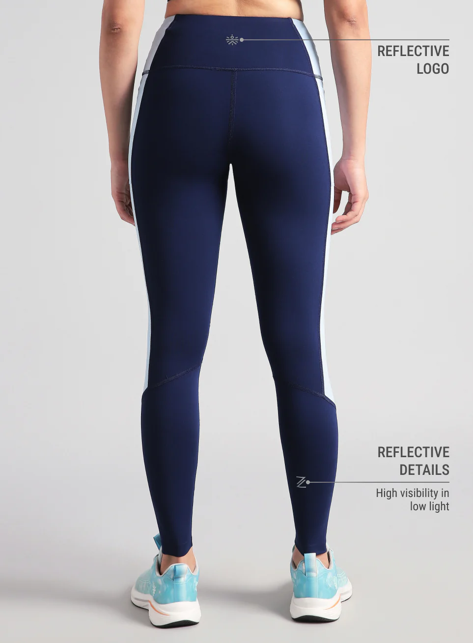 Women's Blue Colourblock Runner's Pro COMFlex Tights - Image 6
