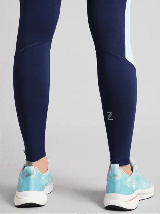 Women's Blue Colourblock Runner's Pro COMFlex Tights - Image 9