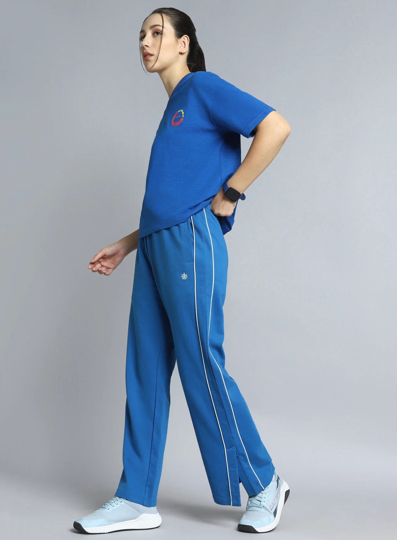 Women's Blue Community Straight Trackpants - Image 2