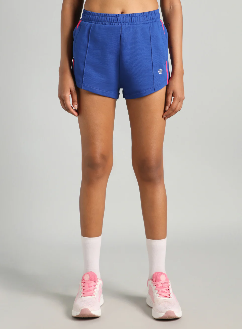 Women's Blue Contrast Power Tape Shorts - Image 4