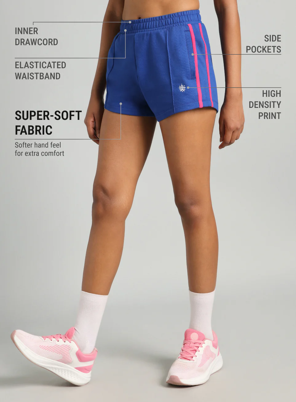 Women's Blue Contrast Power Tape Shorts - Image 5