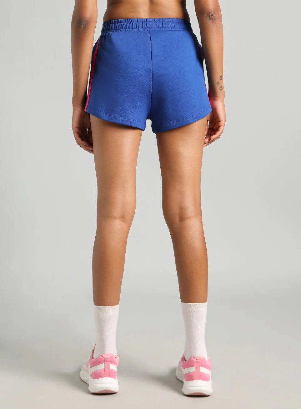 Women's Blue Contrast Power Tape Shorts - Image 6