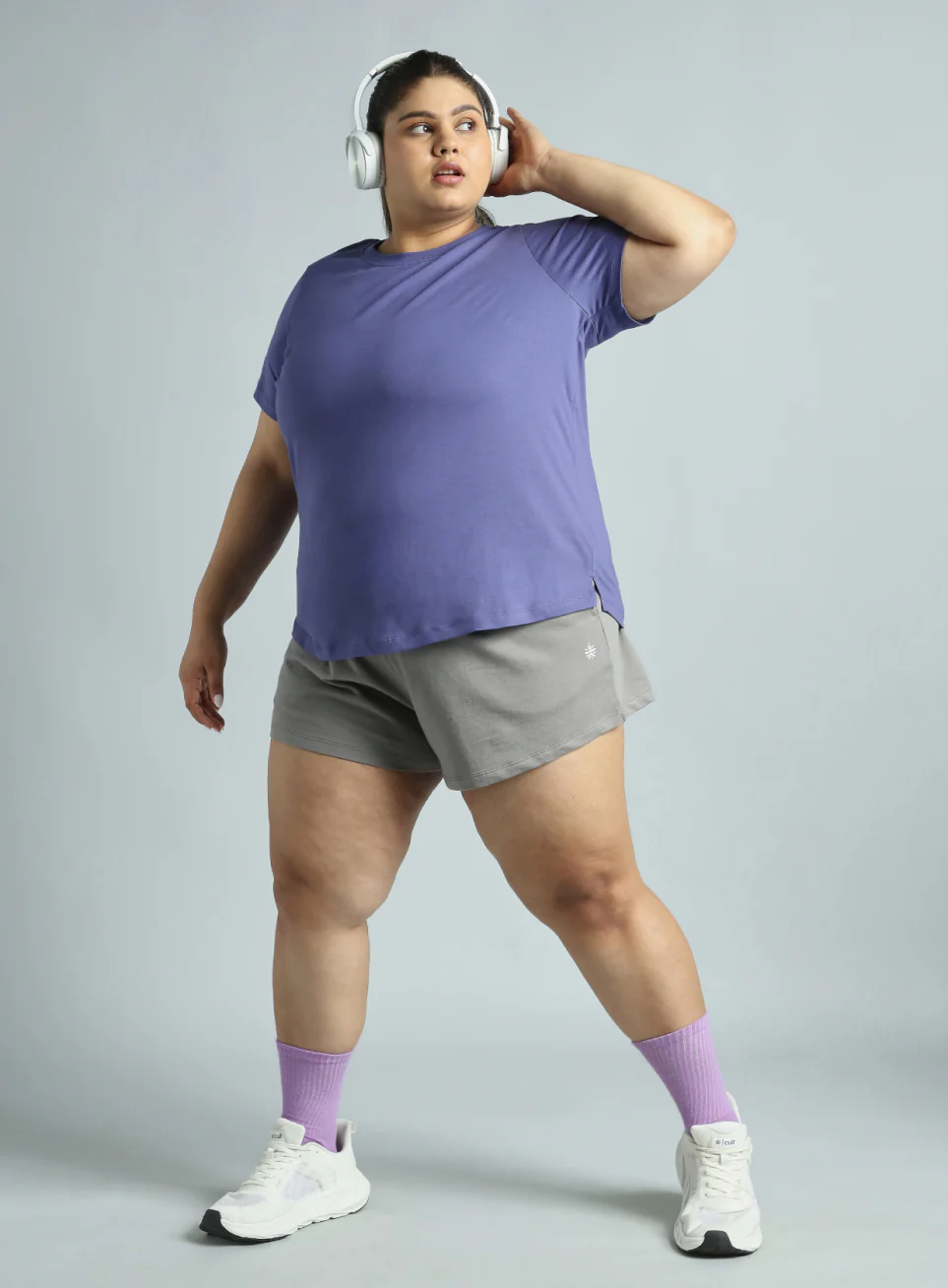 Women's Blue Cotton Plus Size Play Day Regular Fit T-shirt - Image 3