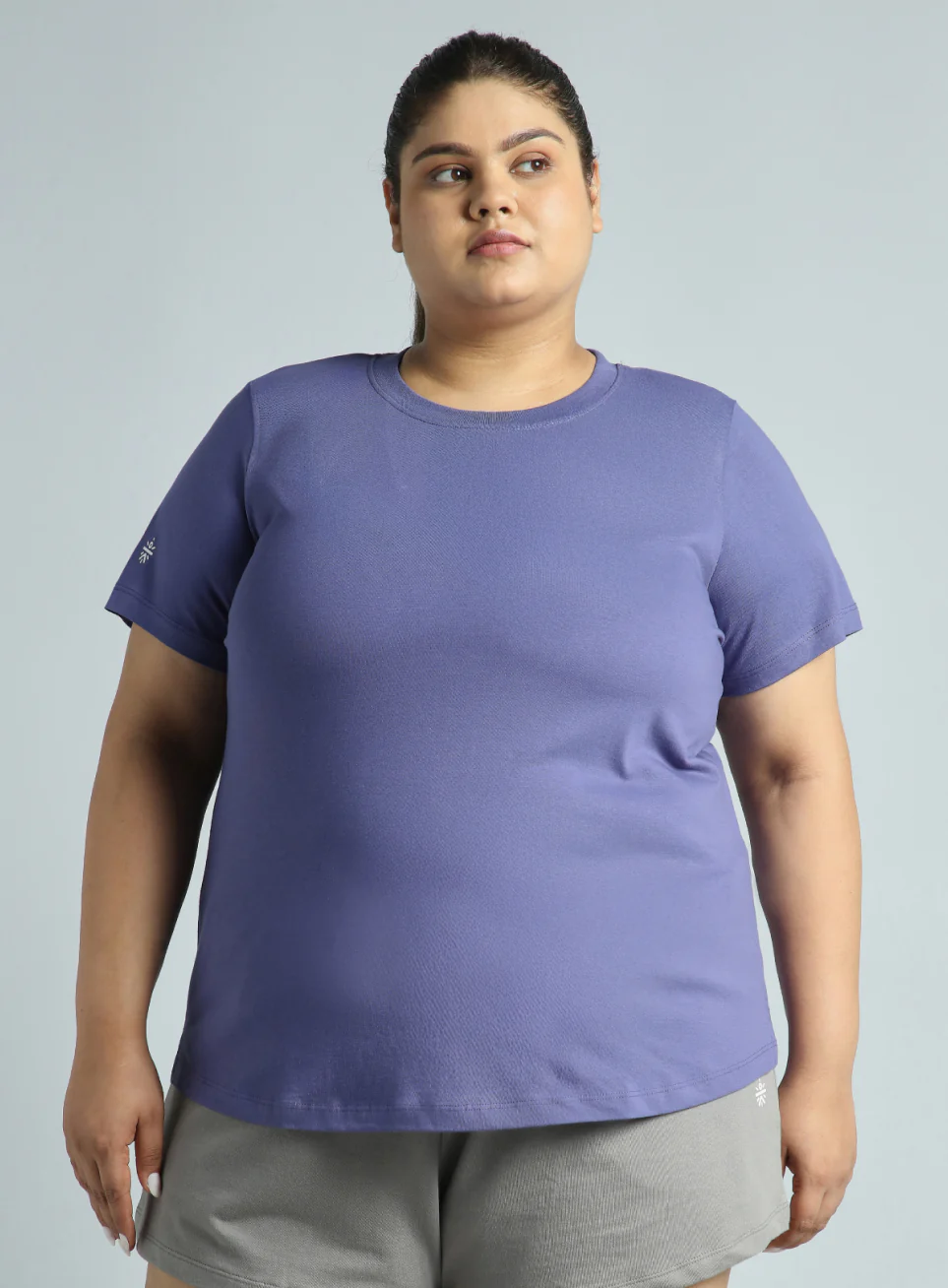 Women's Blue Cotton Plus Size Play Day Regular Fit T-shirt - Image 4