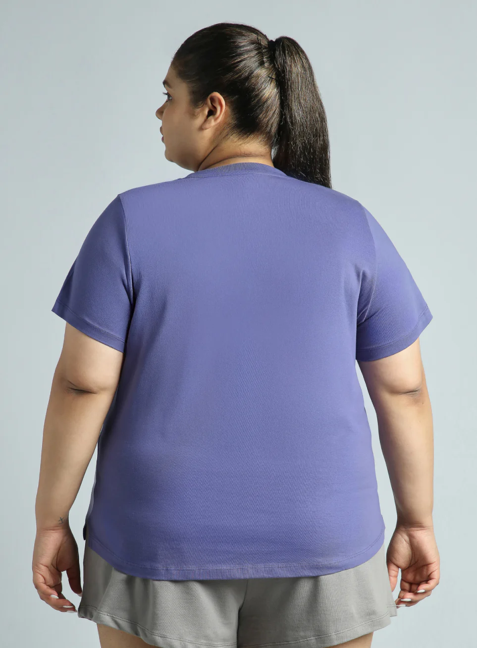 Women's Blue Cotton Plus Size Play Day Regular Fit T-shirt - Image 6
