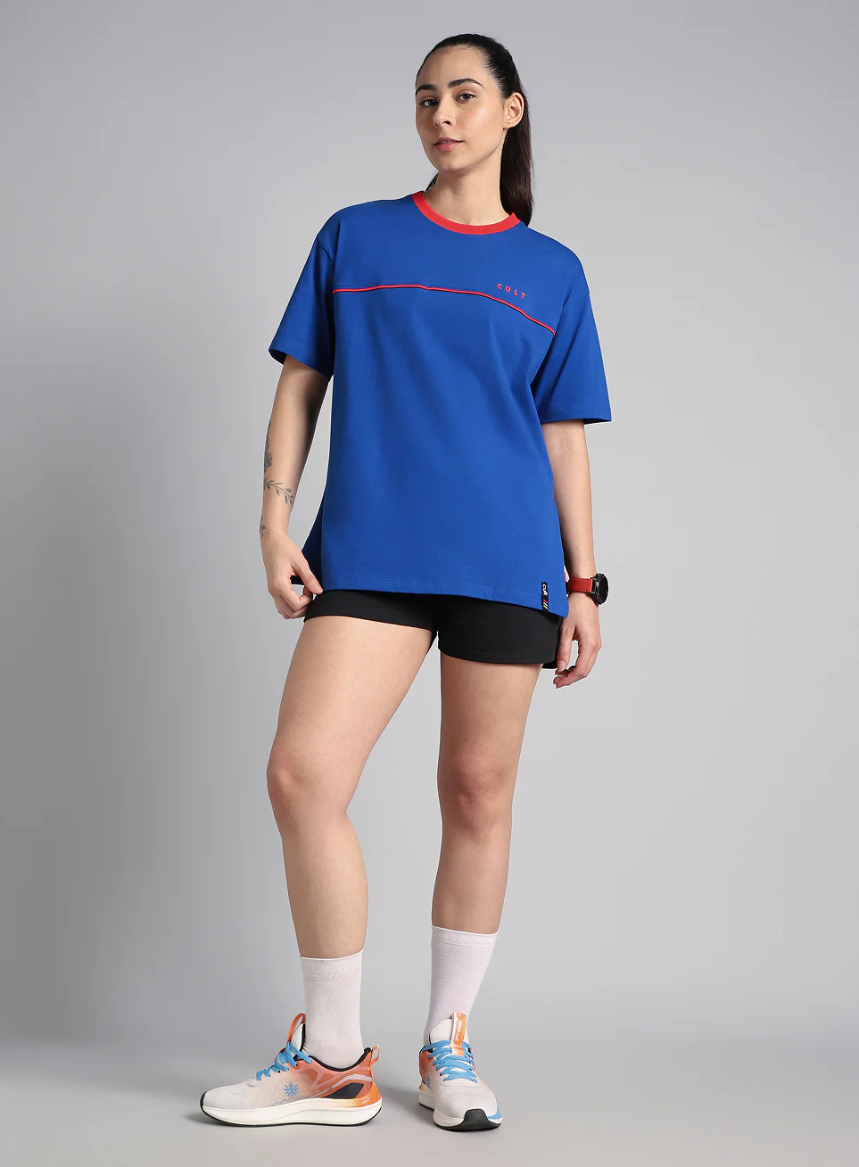 Women's Blue Cult Classic Oversized Fit T-shirt - Image 2