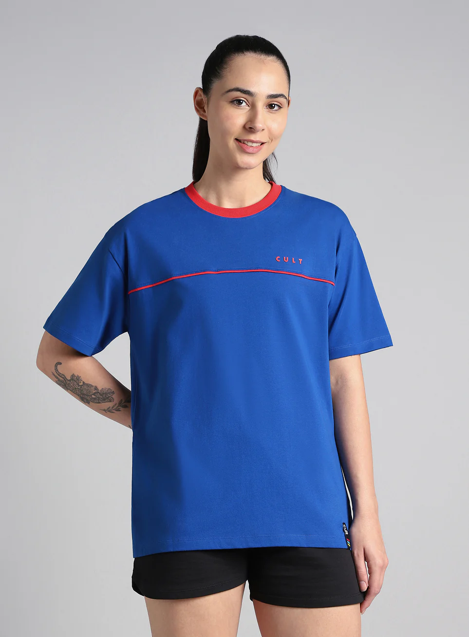 Women's Blue Cult Classic Oversized Fit T-shirt - Image 4