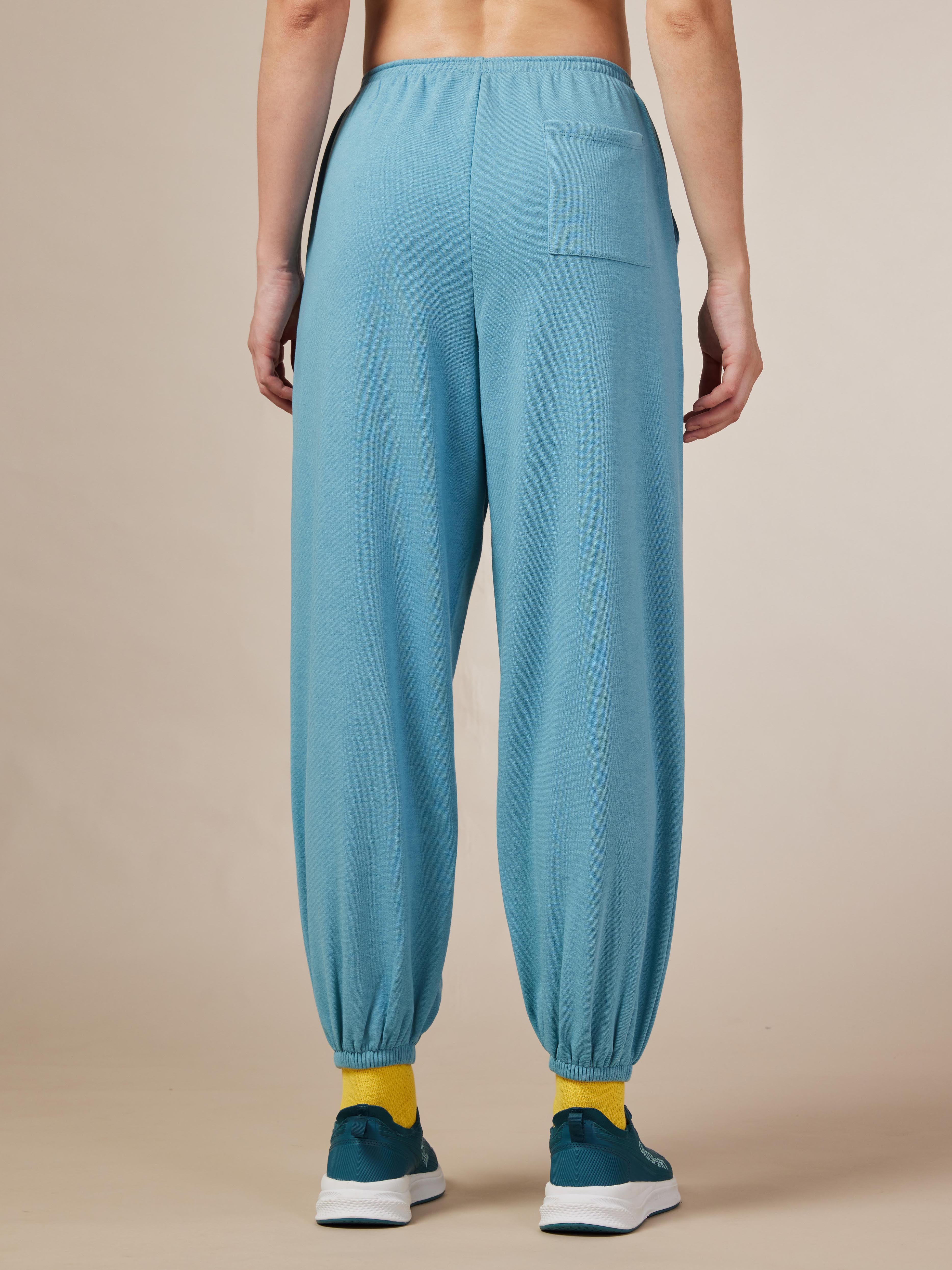 Women's Blue Cult Printed Patch Baggy Joggers - Image 5