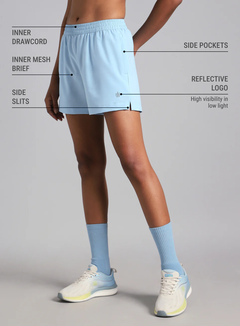 Women's Blue Elevated Run Shorts - Image 5