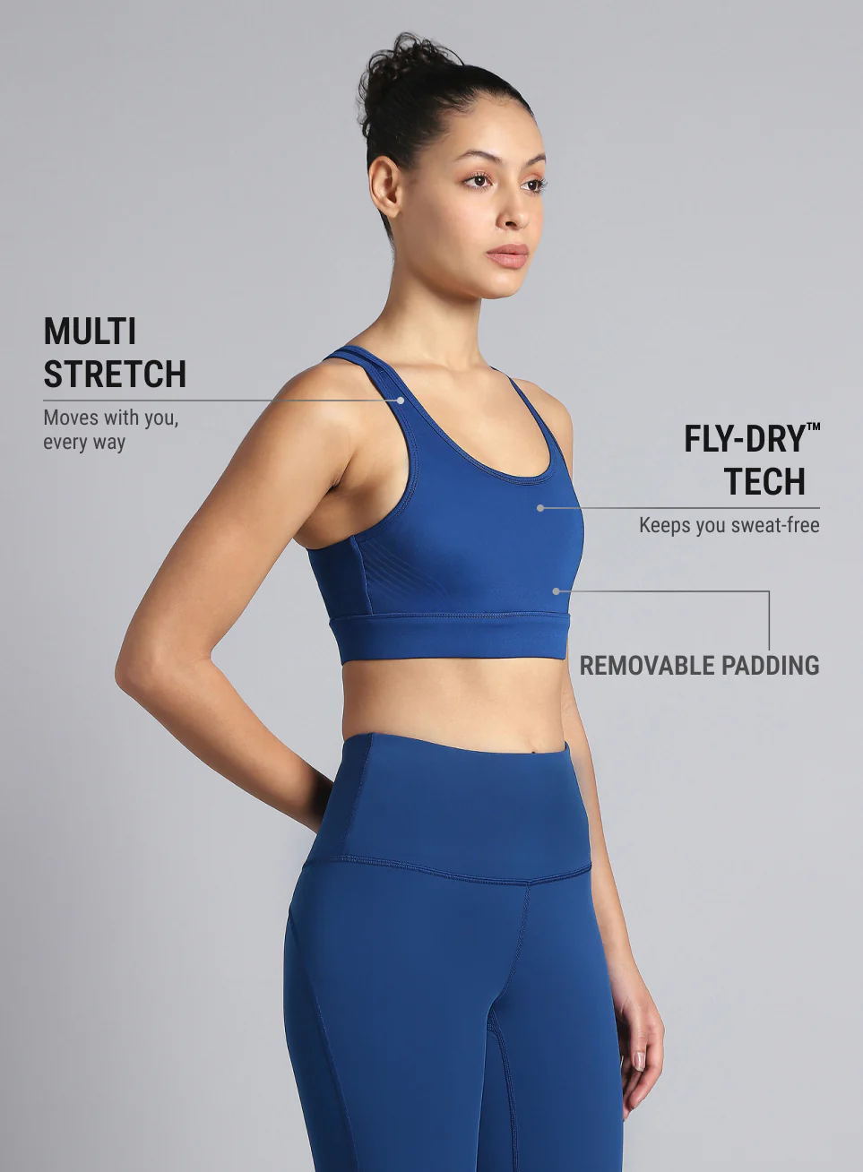 Women's Blue Energy Flow Printed Bra - Image 5