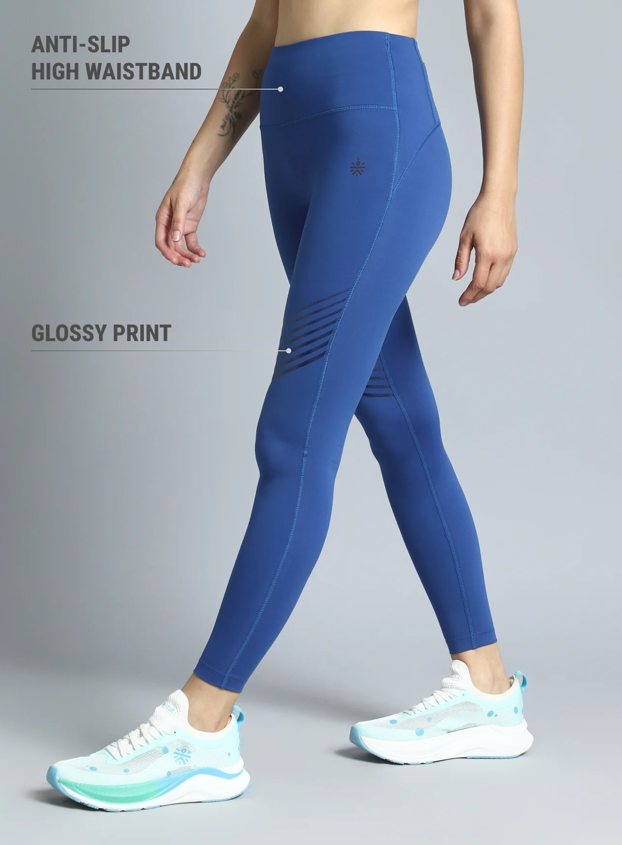 Women's Blue Energy Flow Printed COMFlex Tights - Image 5