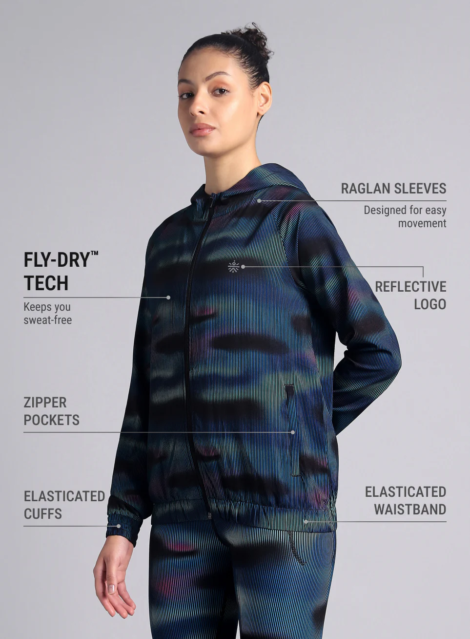 Women's Blue Energy Map All Over Print Lightweight Jacket - Image 5