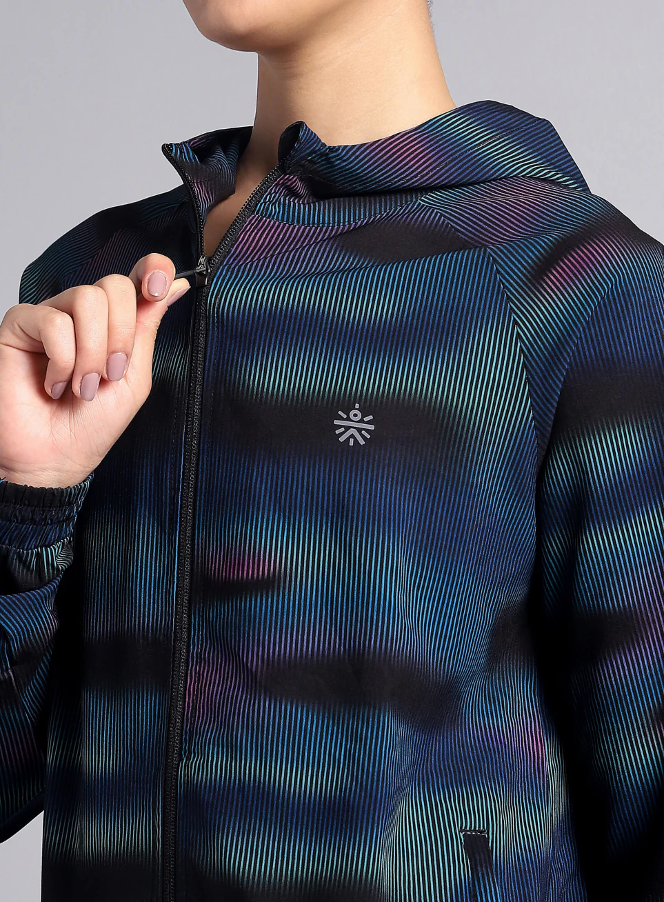 Women's Blue Energy Map All Over Print Lightweight Jacket - Image 7