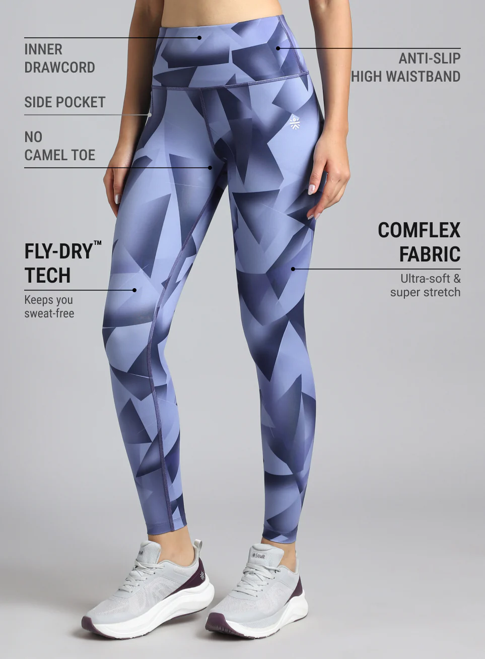 Women's Blue Feel the Beat Printed Tights - Image 5