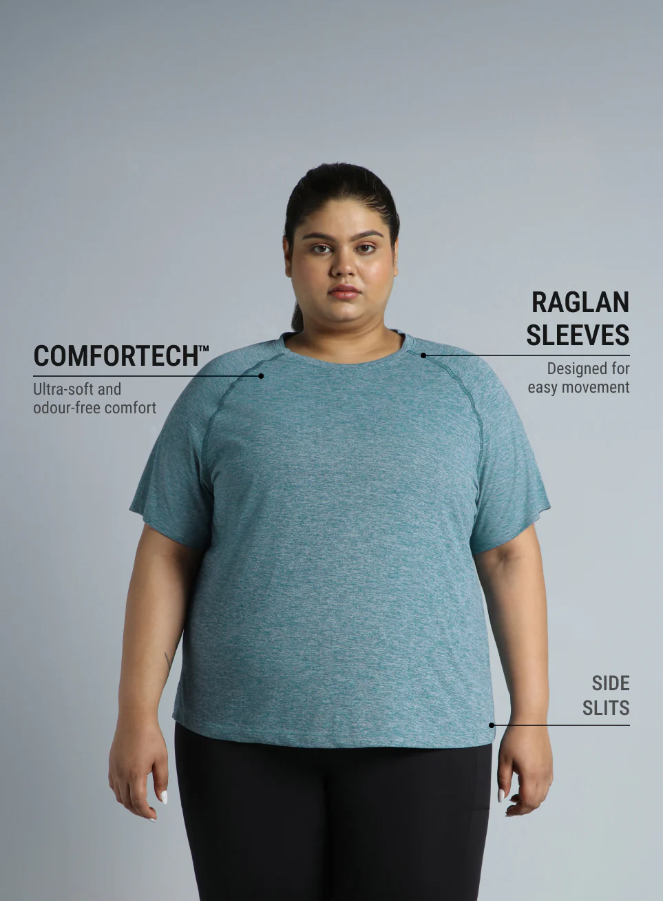 Women's Blue Flex Plus Size COMFORtech Regular Fit T-shirt - Image 4
