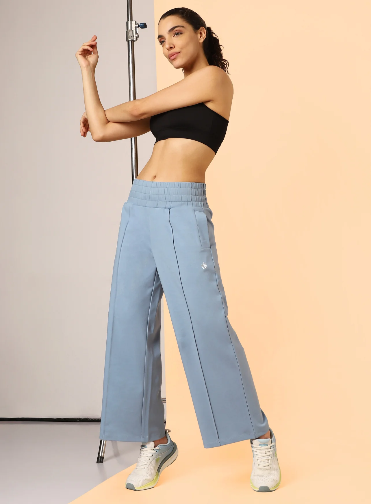 Women's Blue Flex Premium Wide Leg High Waist Pants - Image 2