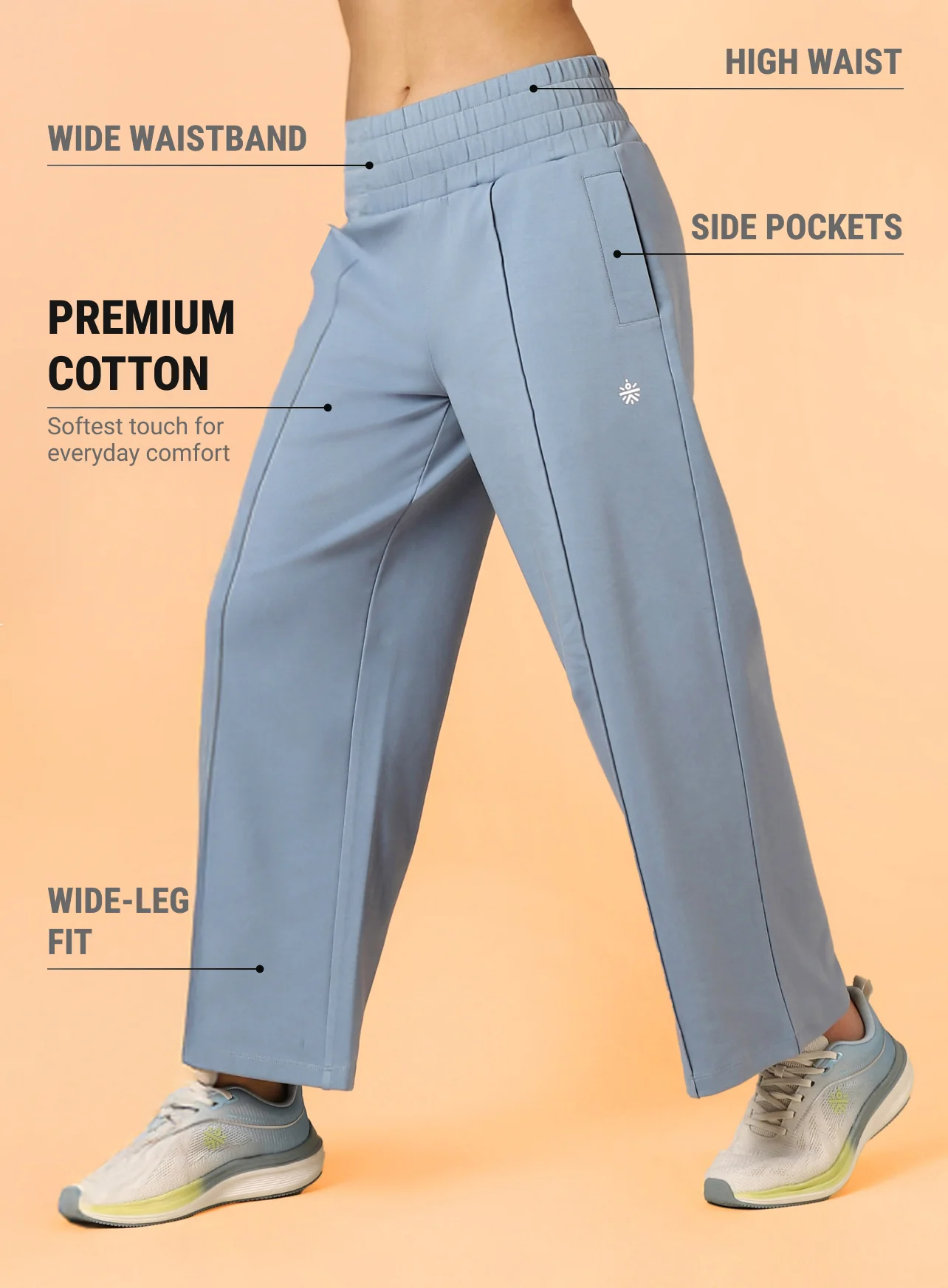 Women's Blue Flex Premium Wide Leg High Waist Pants - Image 5