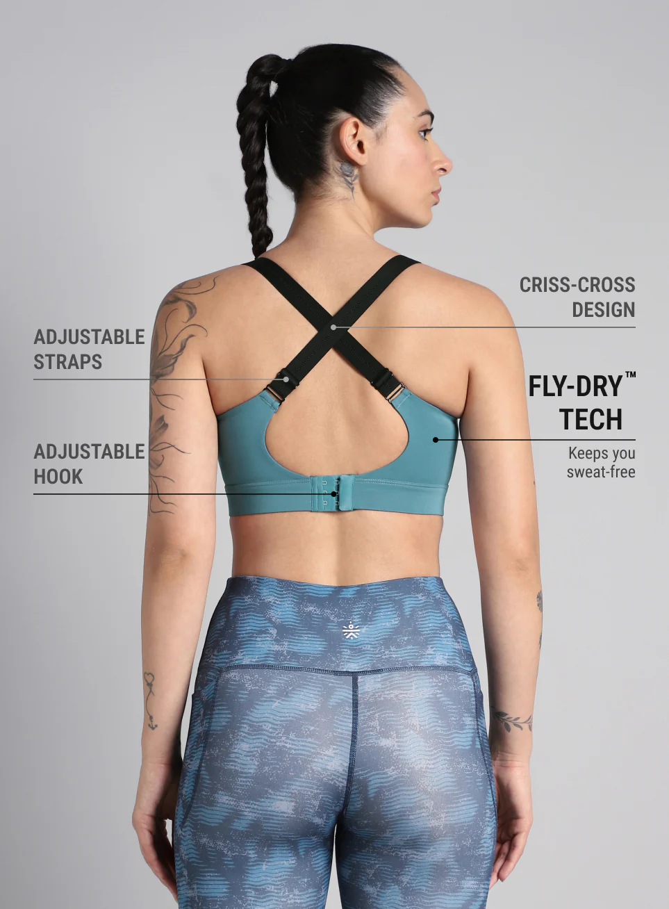 Women's Blue High Impact Running Bra - Image 6
