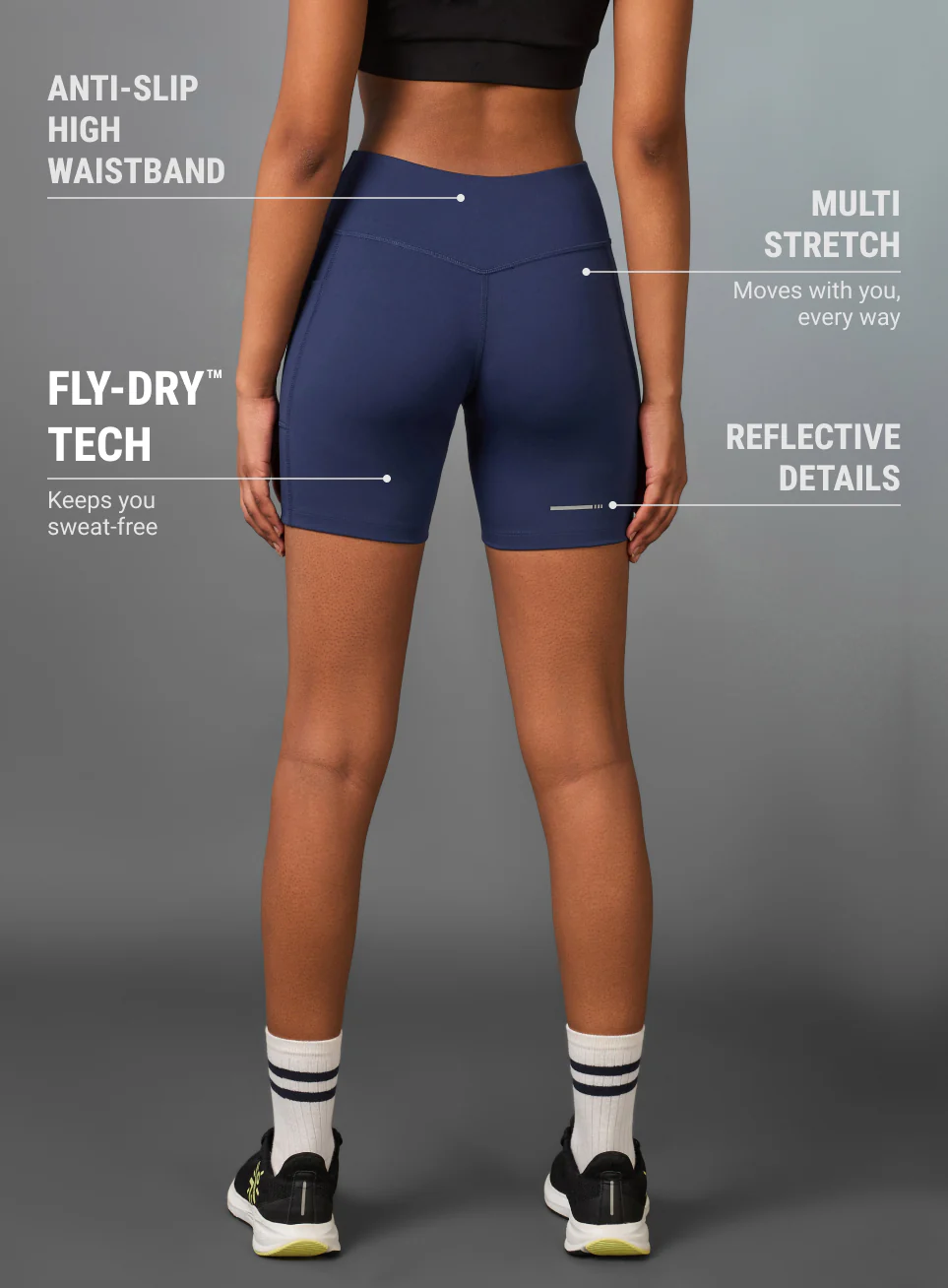 Women's Blue Multi Sports Cycling COMFLex Shorts - Image 6