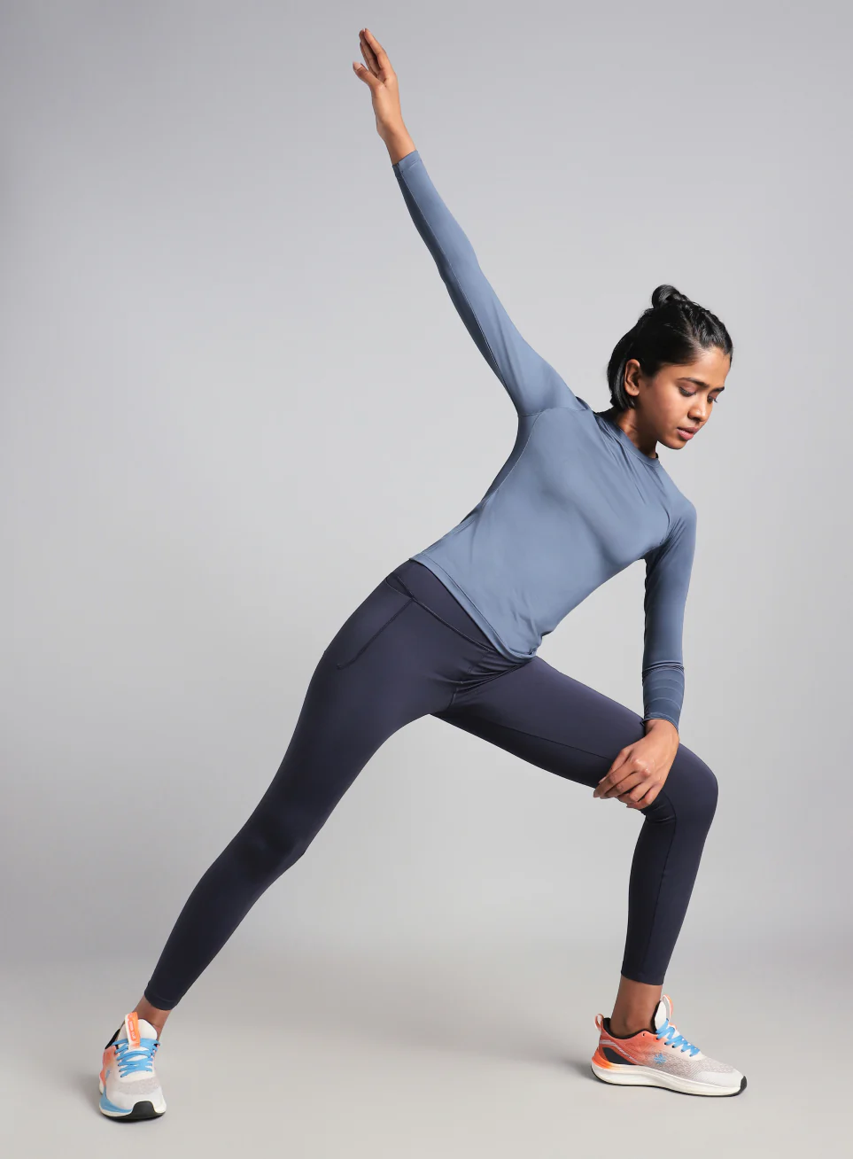 Women's Blue Power Full Sleeve Compression T-shirt - Image 3