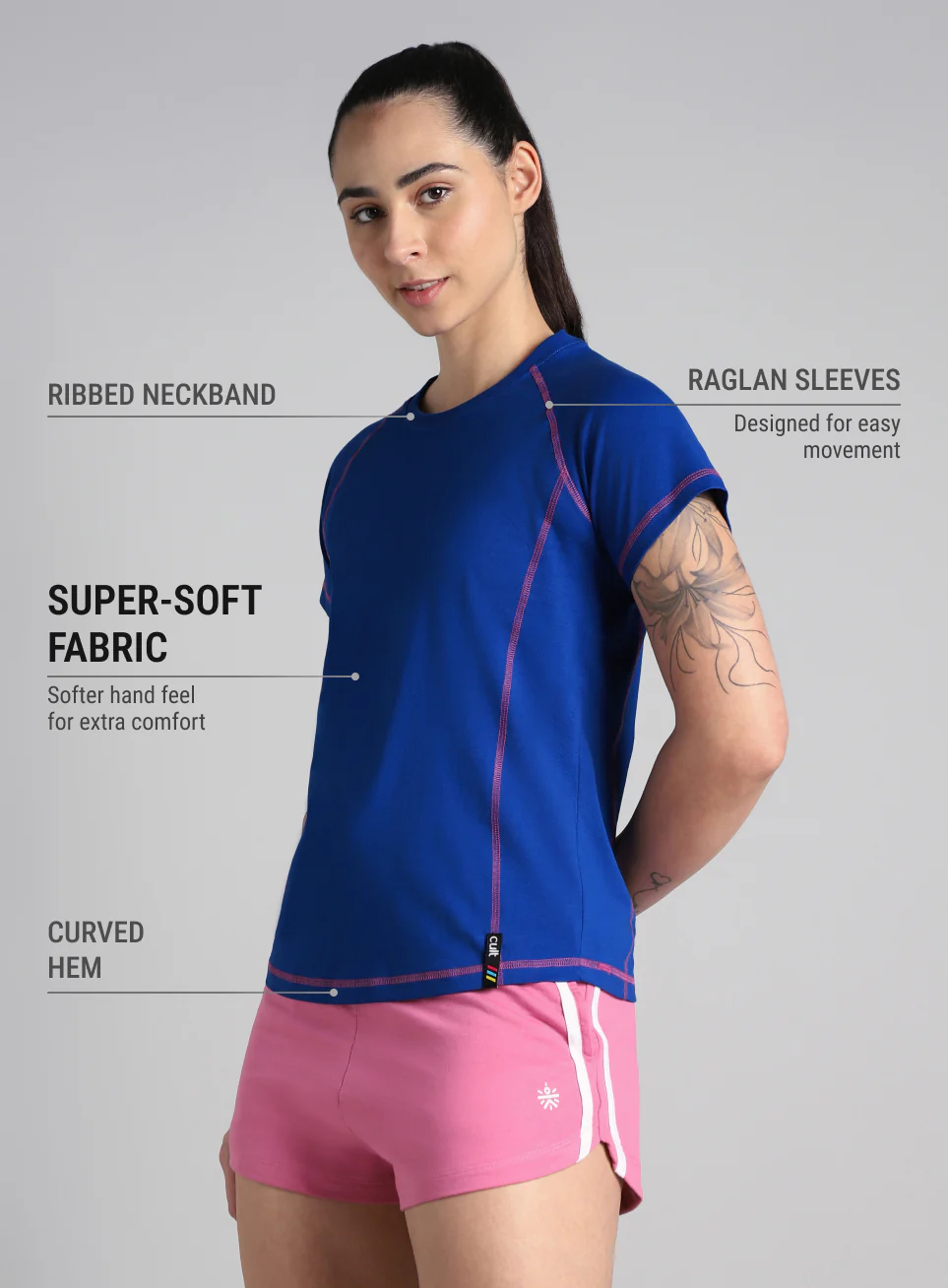 Women's Blue Power Line T-shirt - Image 5