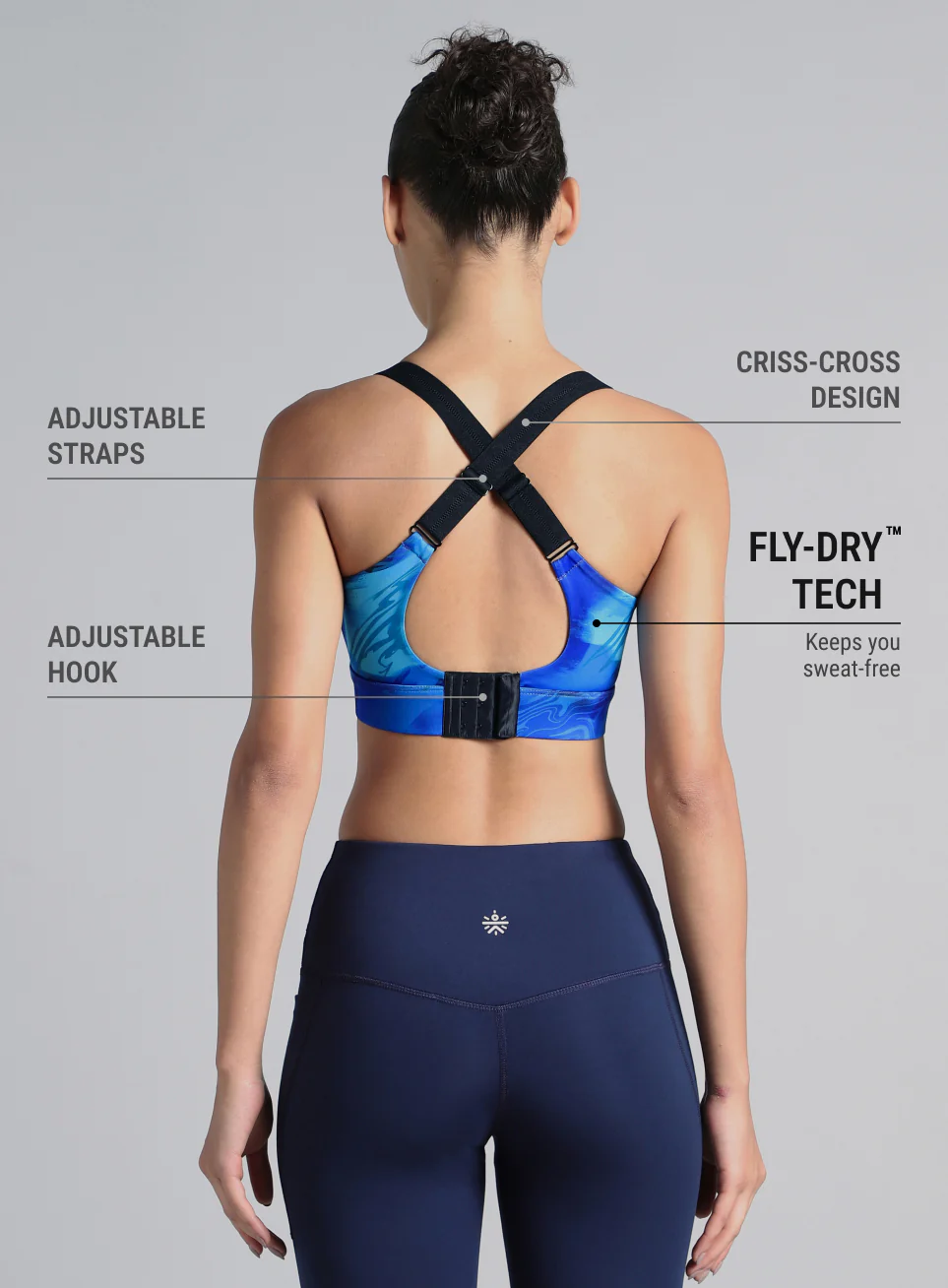 Women's Blue Printed High Impact Training Bra - Image 6