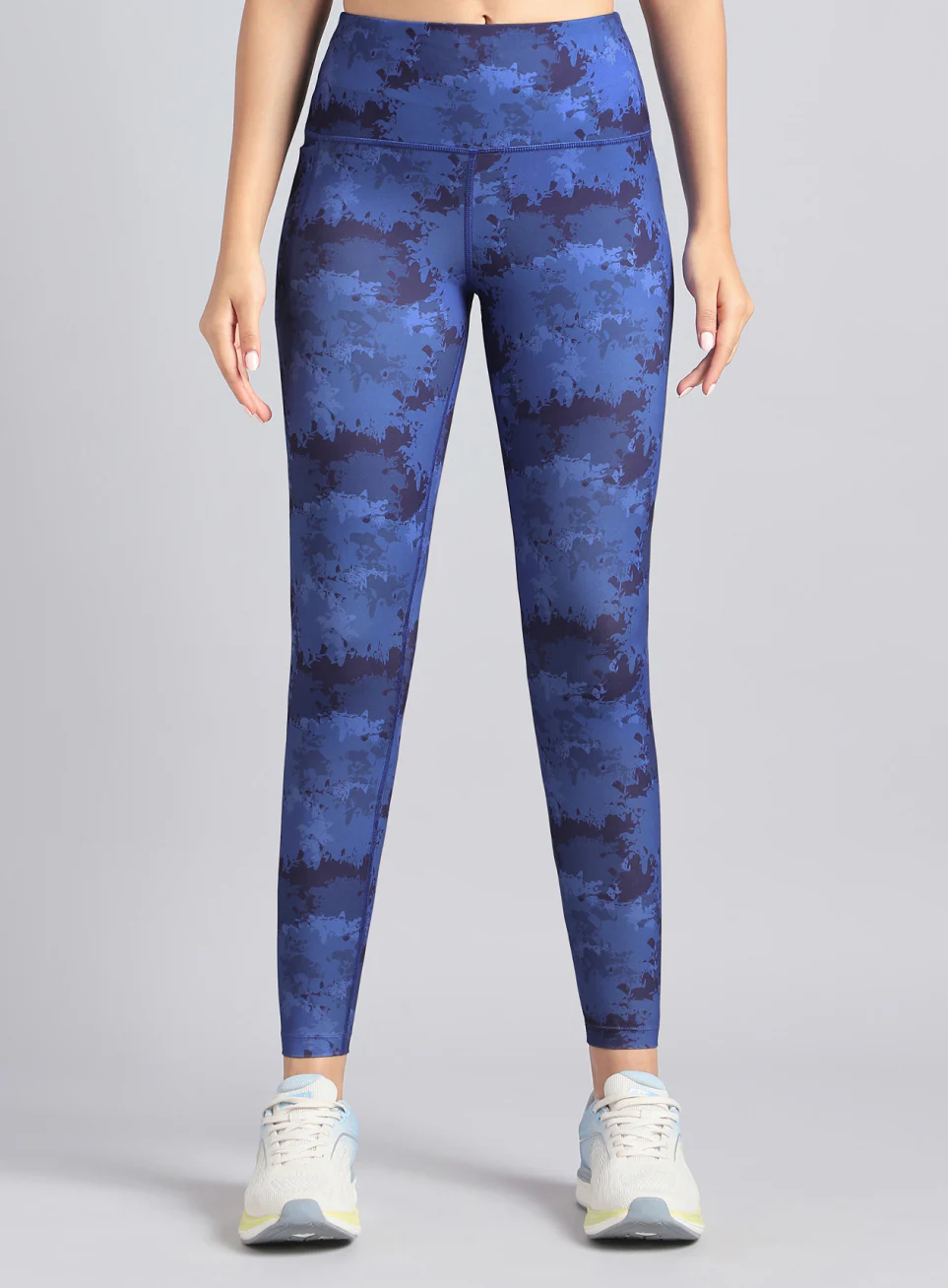 Women's Blue Printed Performance Tights - Image 4