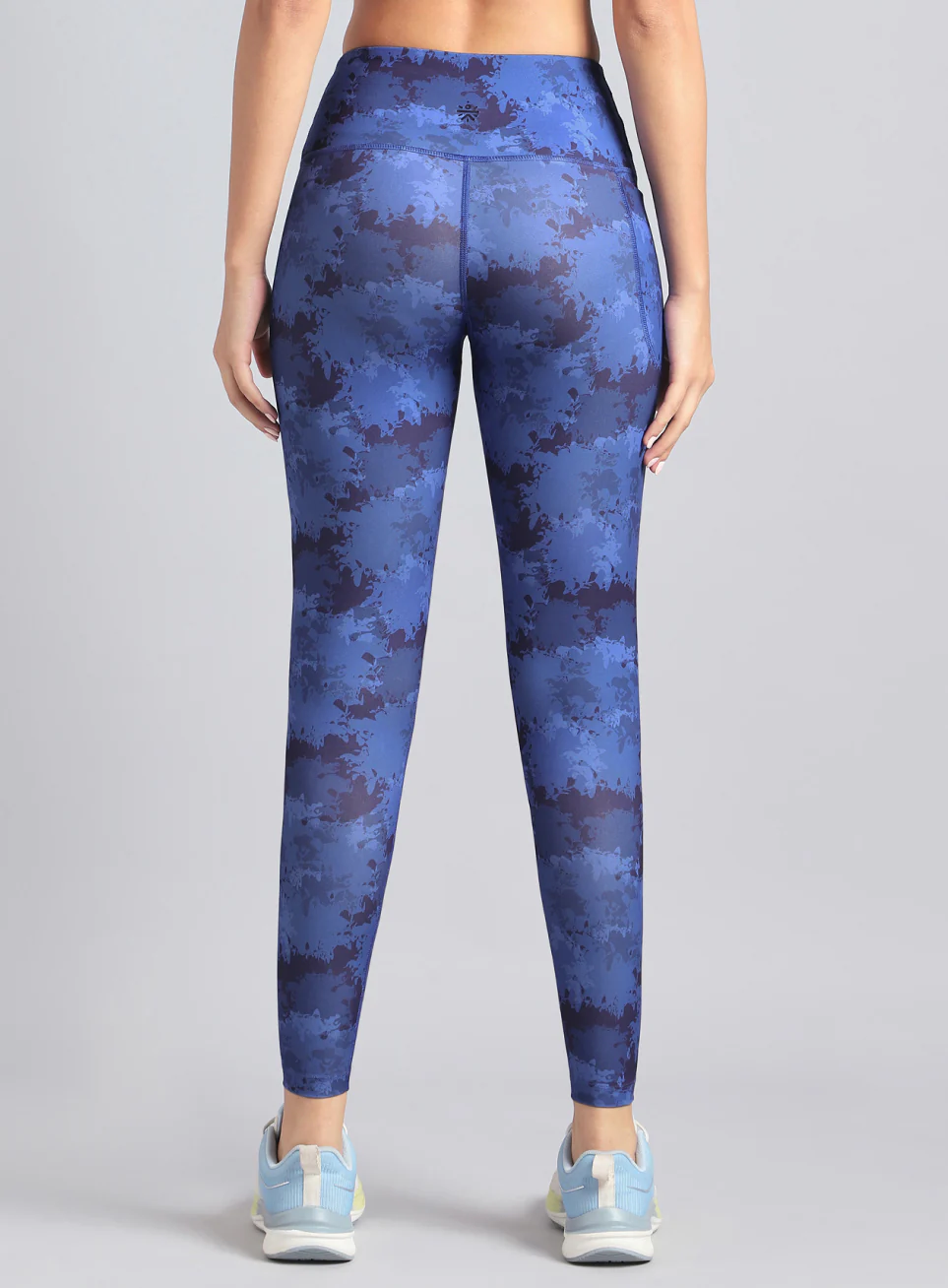 Women's Blue Printed Performance Tights - Image 6