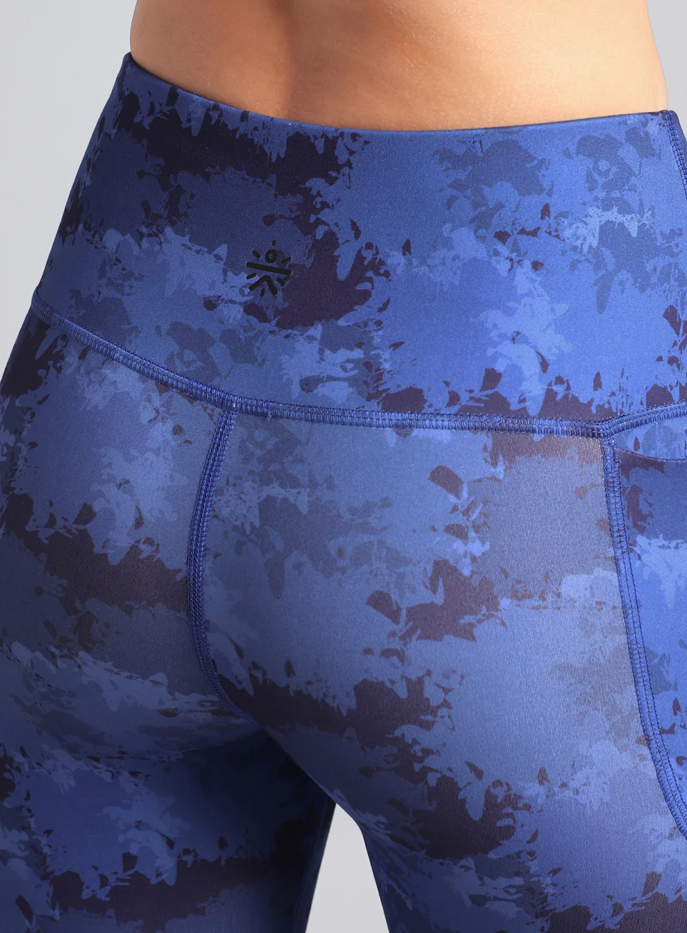 Women's Blue Printed Performance Tights - Image 8