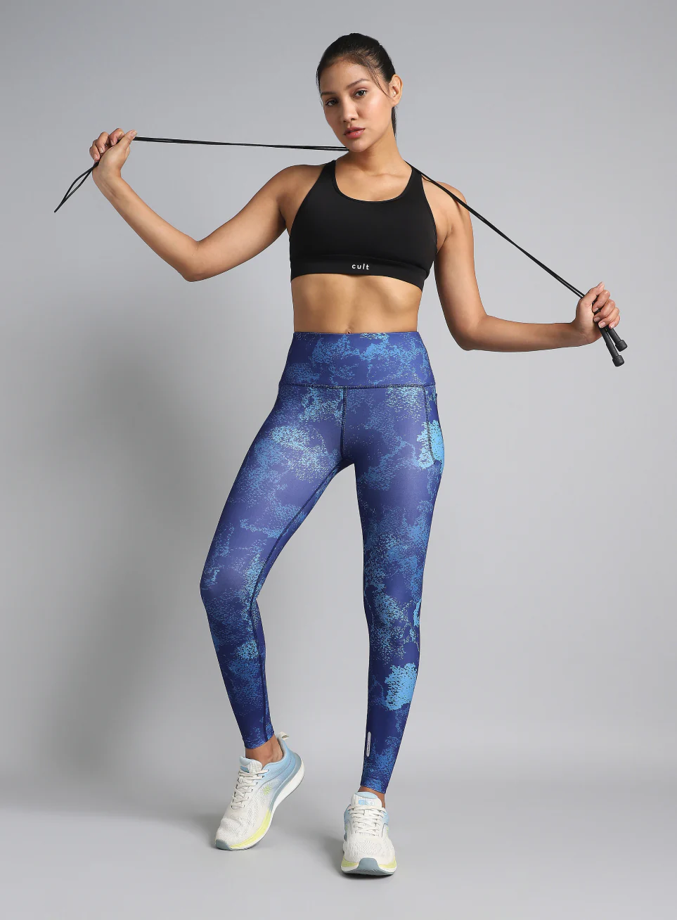 Women's Blue Printed Train All Day COMFlex Tights - Image 2