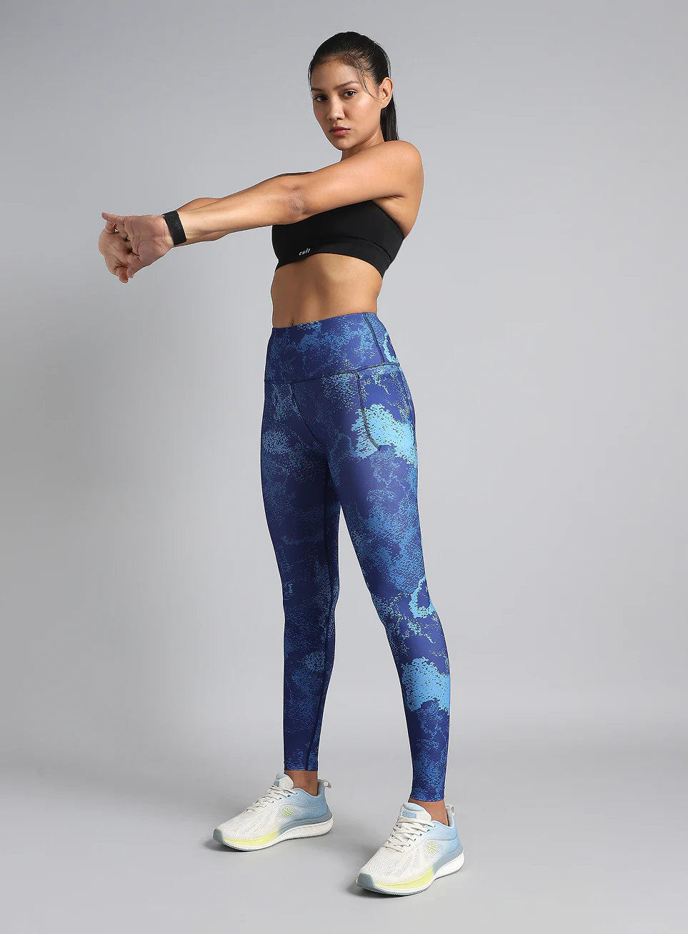 Women's Blue Printed Train All Day COMFlex Tights - Image 3