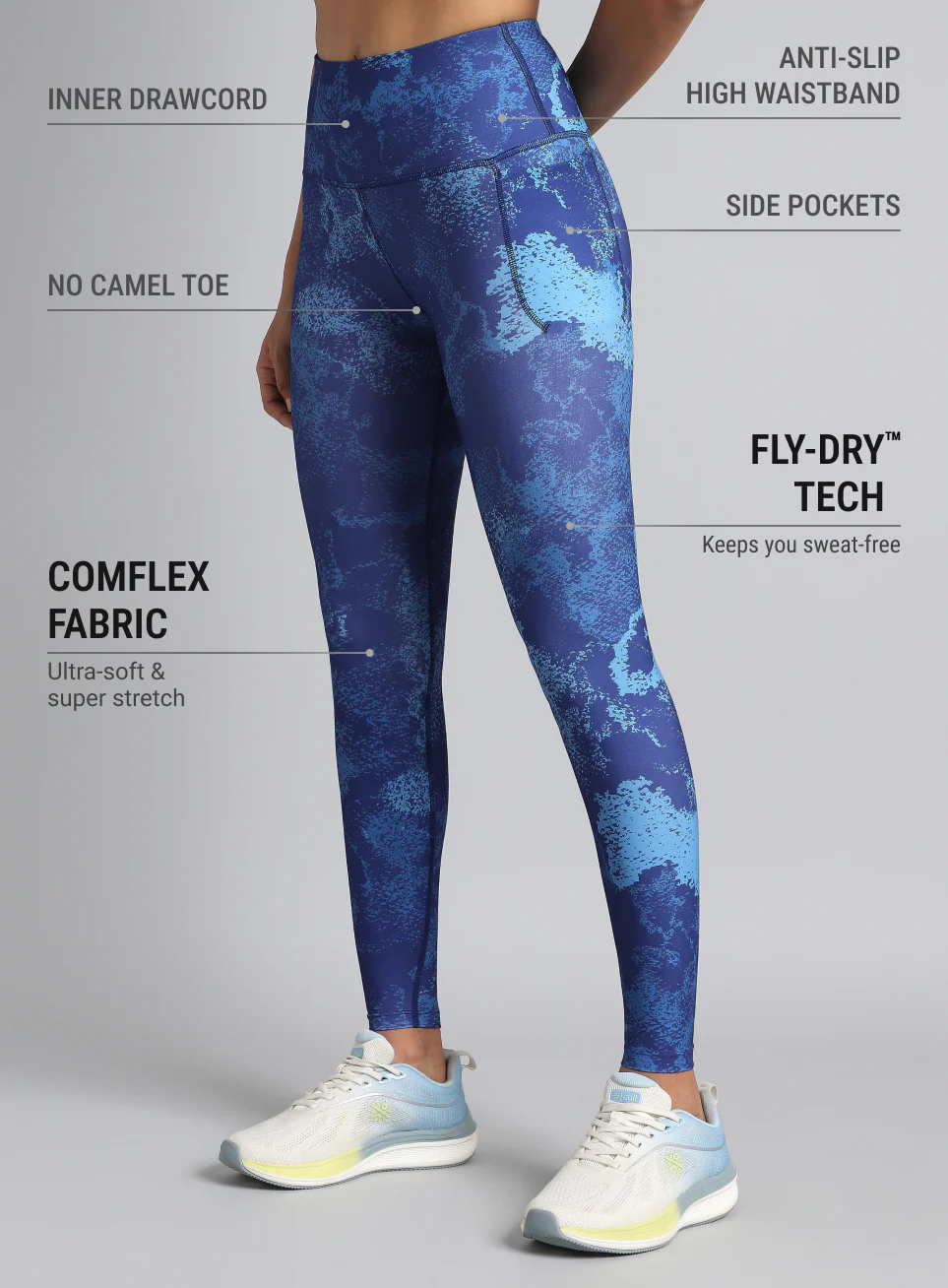 Women's Blue Printed Train All Day COMFlex Tights - Image 5