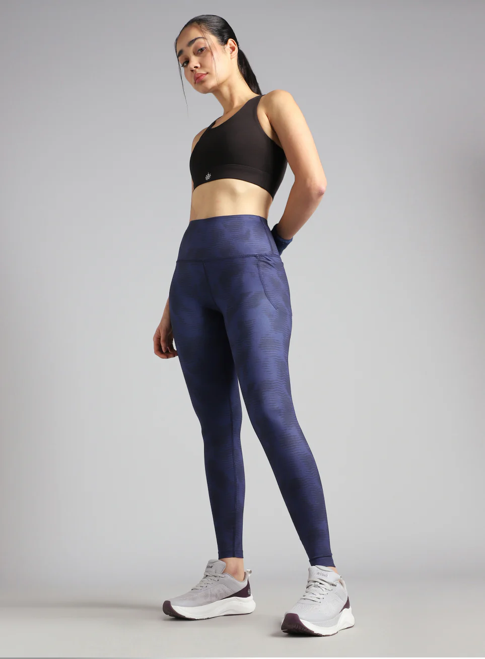 Women's Blue Printed Train All Day COMFlex Tights - Image 2