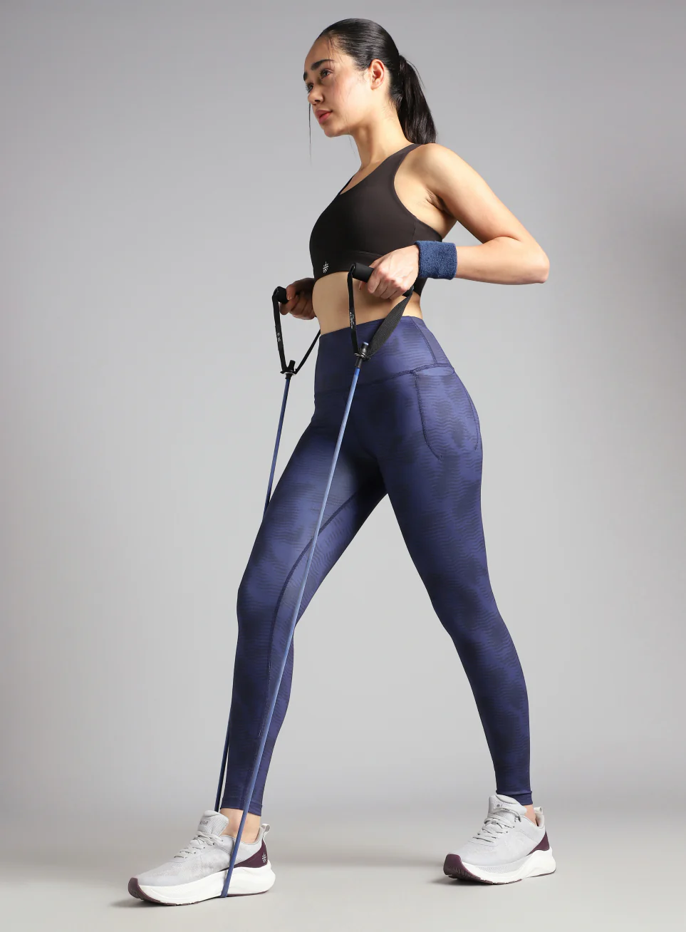 Women's Blue Printed Train All Day COMFlex Tights - Image 3