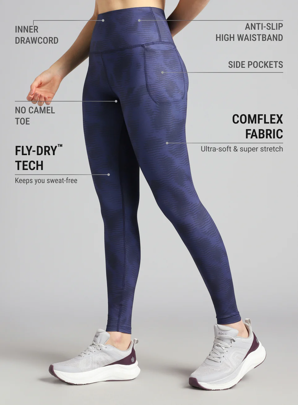Women's Blue Printed Train All Day COMFlex Tights - Image 5