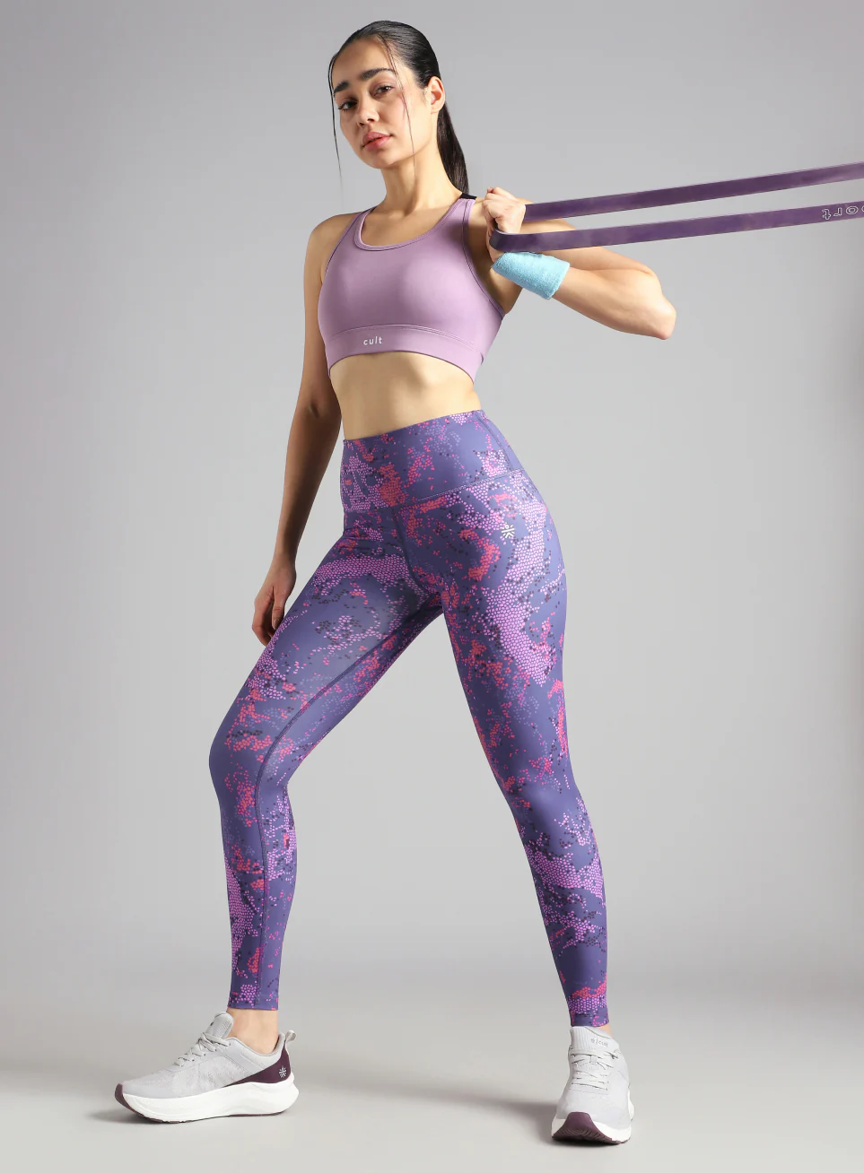 Women's Blue Printed Train All Day COMFlex Tights - Image 3