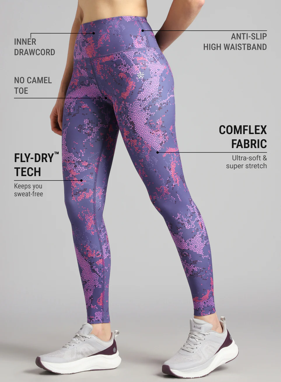Women's Blue Printed Train All Day COMFlex Tights - Image 5