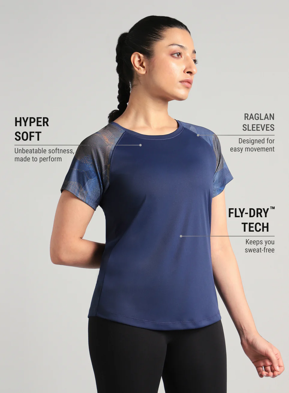 Women's Blue Printed Ultimate Training T-shirt - Image 5