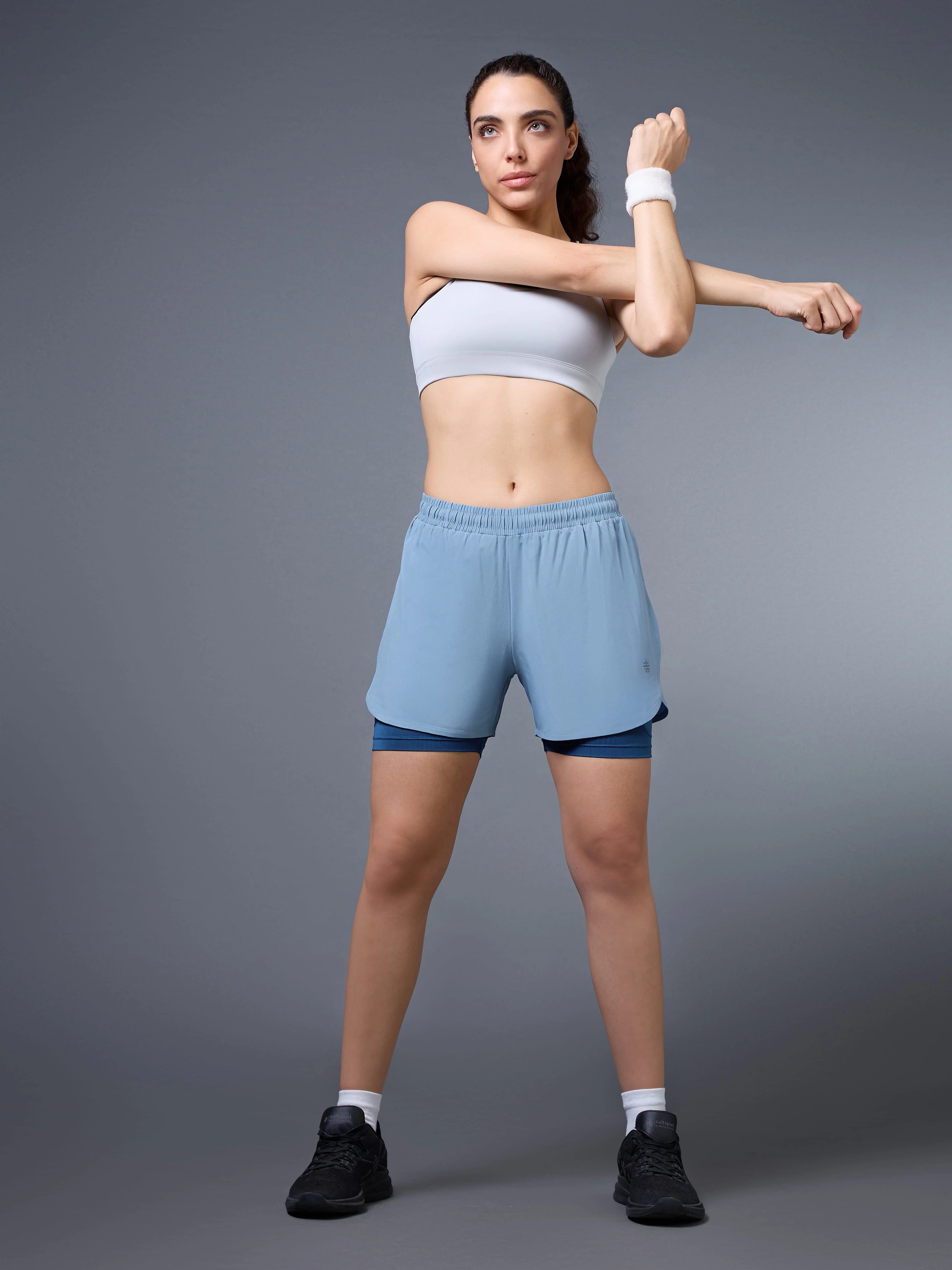 Women's Blue Pro Running Shorts - Image 2