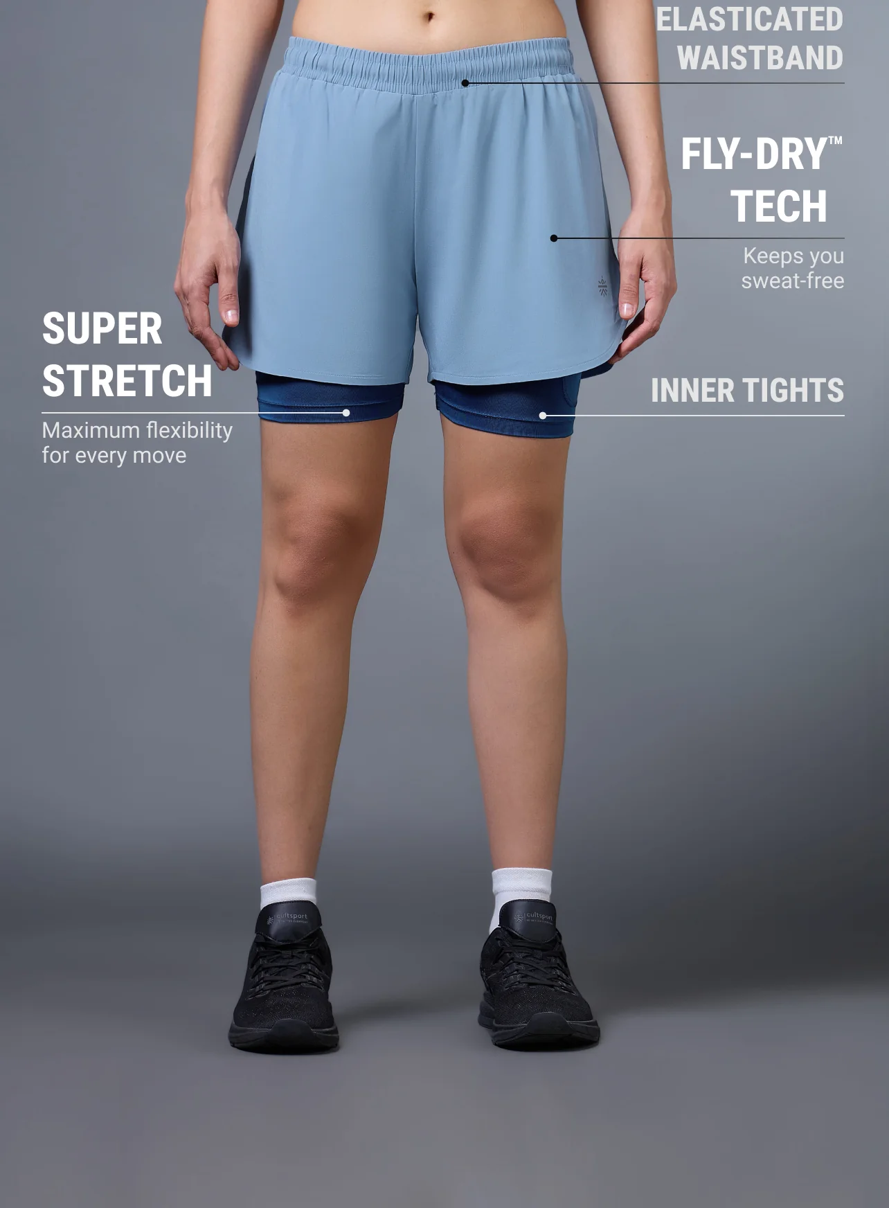 Women's Blue Pro Running Shorts - Image 3
