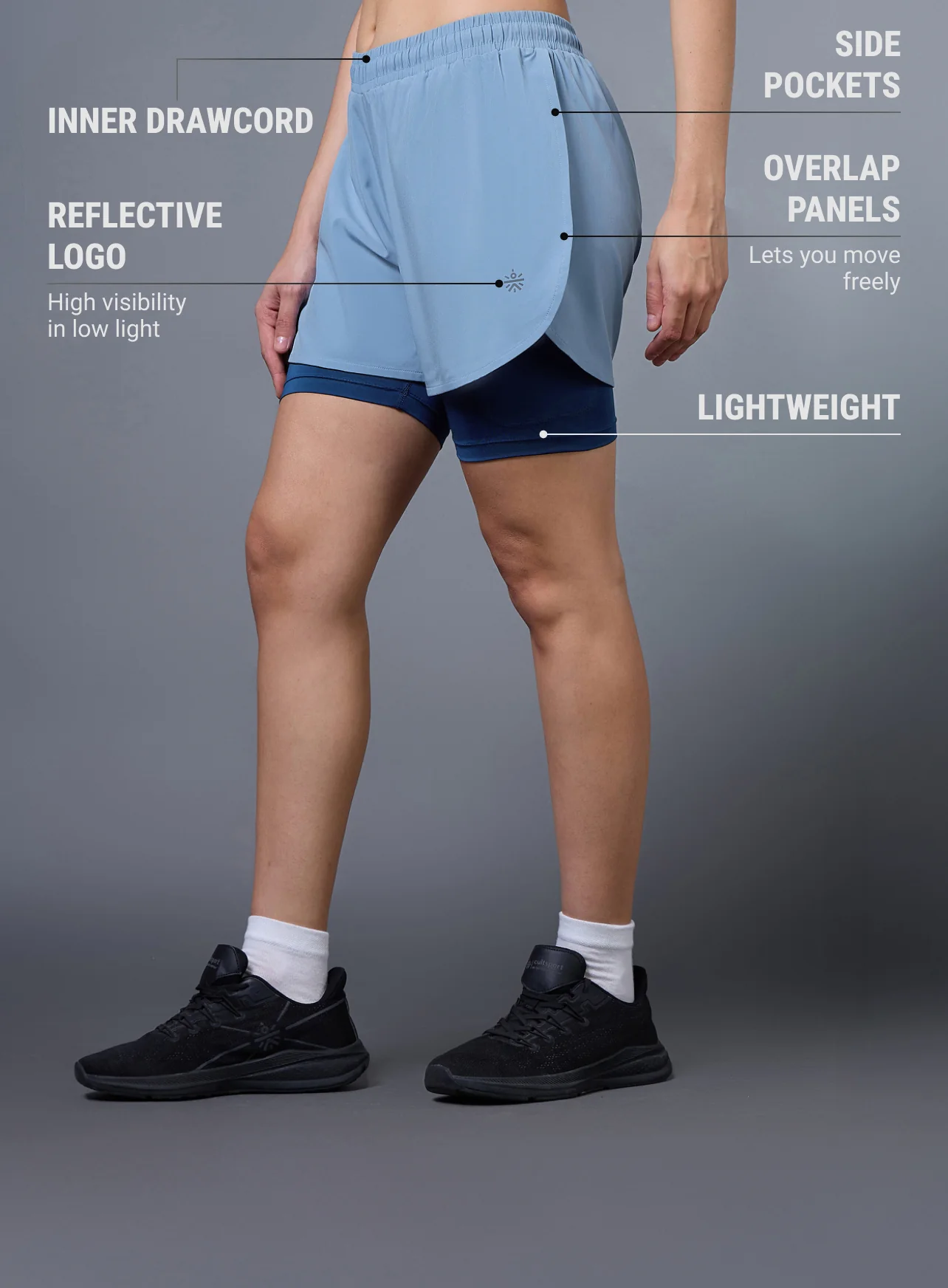 Women's Blue Pro Running Shorts - Image 4