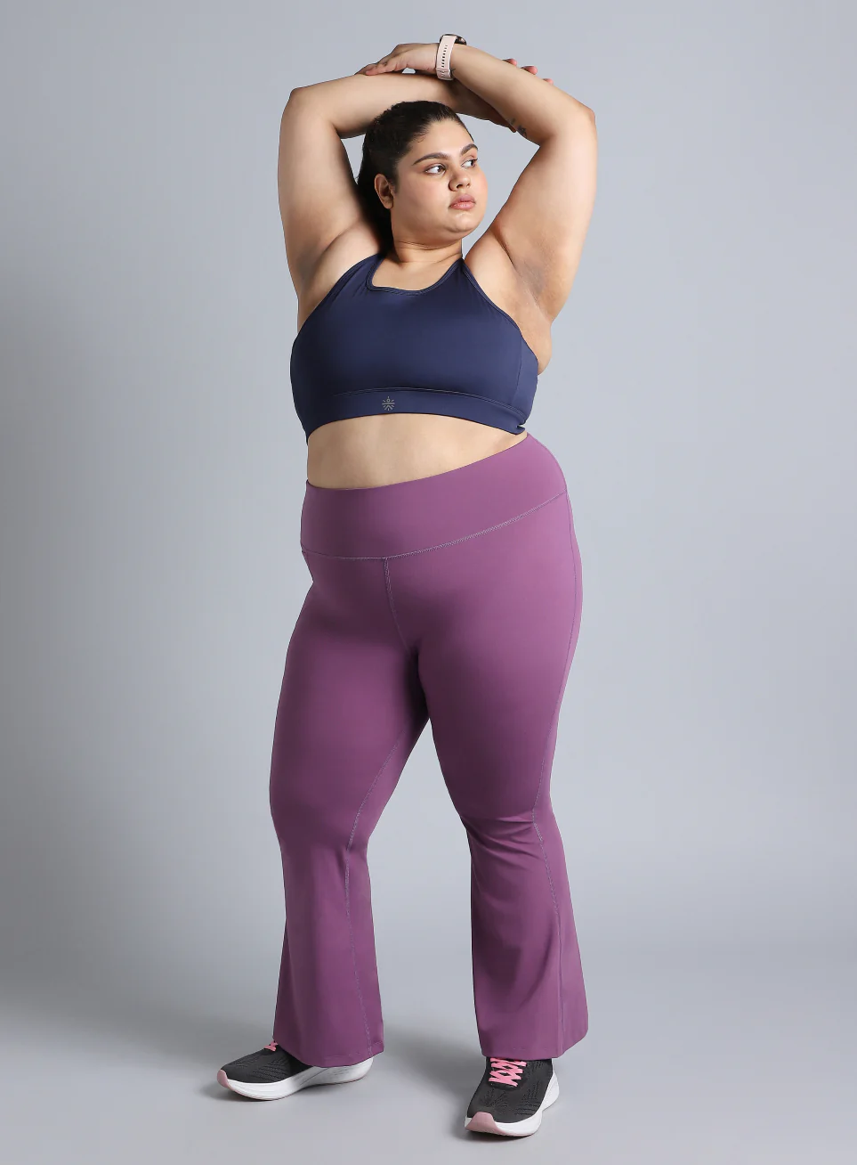Women's Blue Racer Back Hook Running High Support Plus Size Sports Bra - Image 3