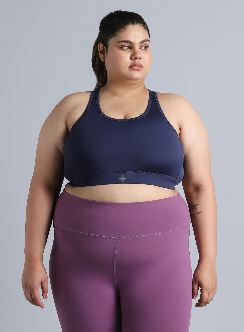 Women's Blue Racer Back Hook Running High Support Plus Size Sports Bra - Image 4