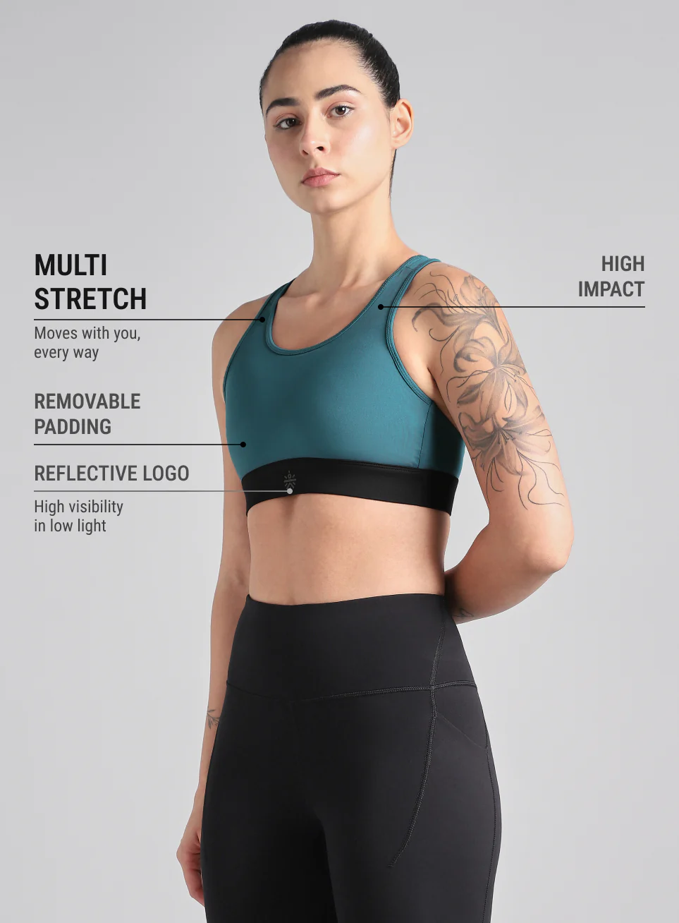 Women's Blue Run Forward High Support Bra - Image 5