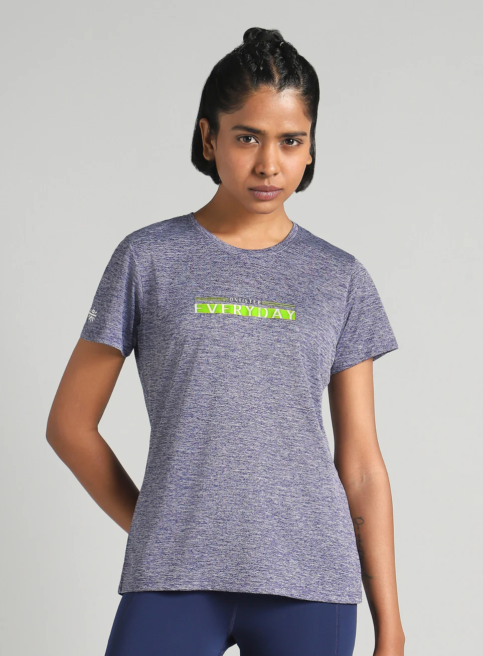 Women's Blue Training Textured T-shirt - Image 4