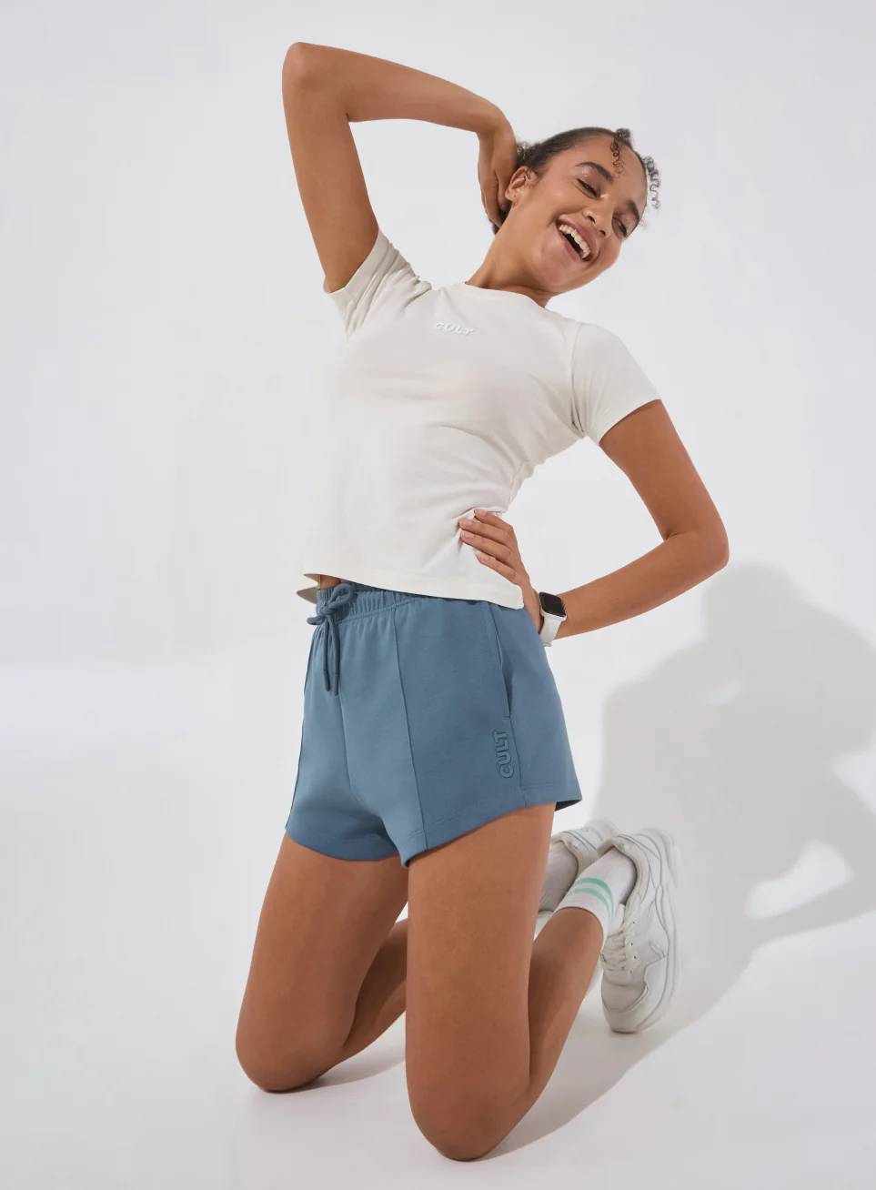 Women's Blue Ultra Luxe Tailored Shorts - Image 3