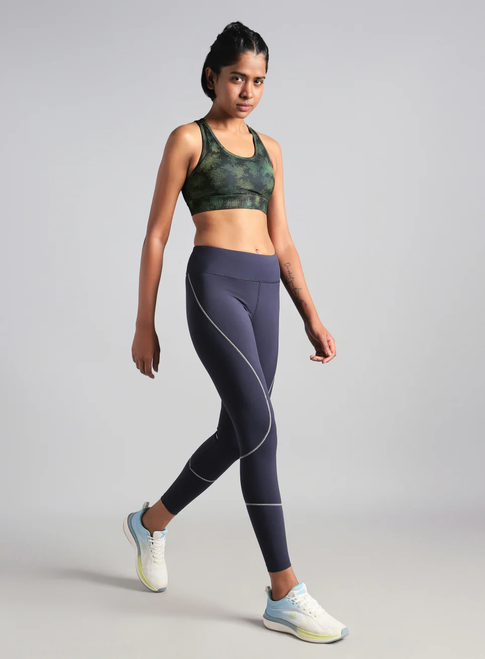 Women's Blue Urban Camo Running High Support Bra - Image 3