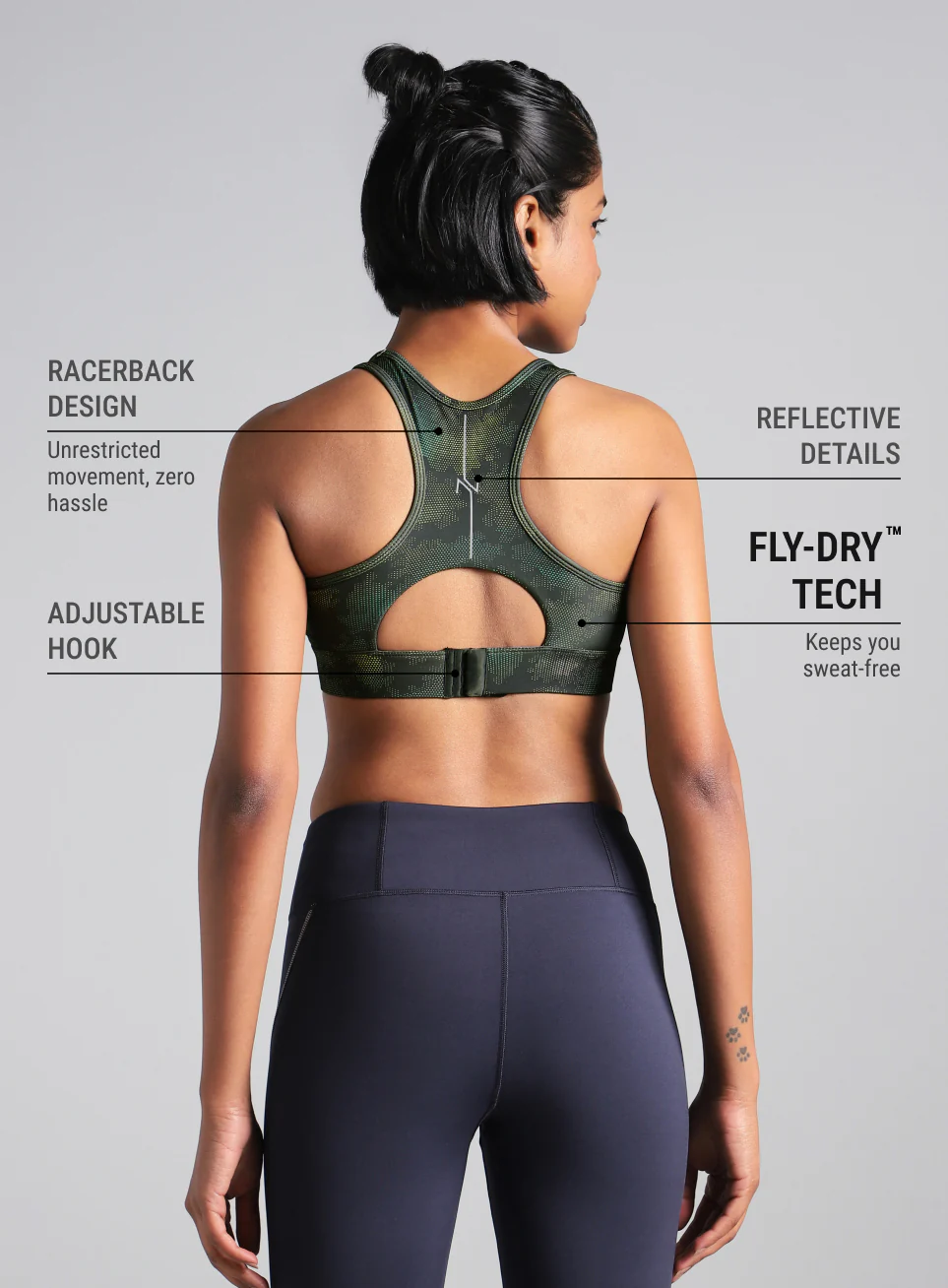 Women's Blue Urban Camo Running High Support Bra - Image 6