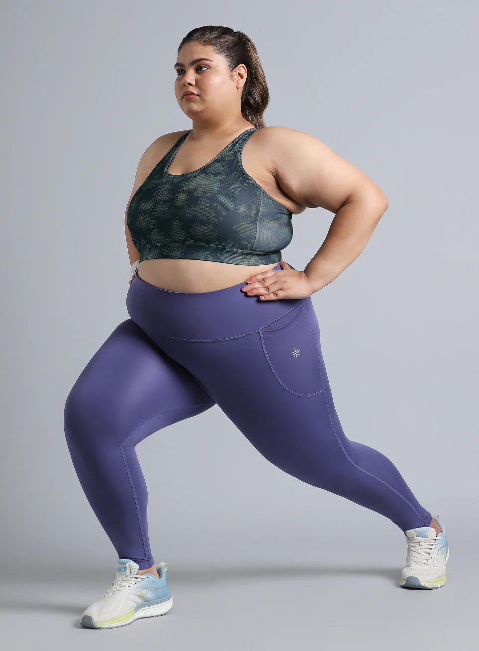 Women's Blue Urban Camo Running High Support Plus Size Bra - Image 3
